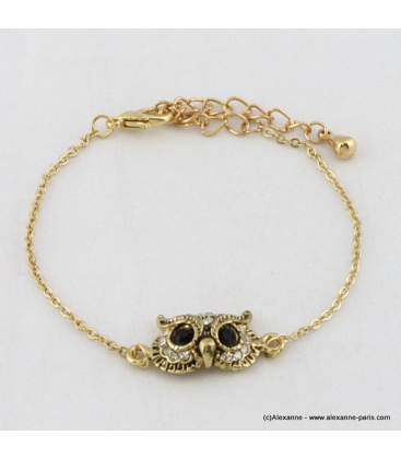 Bracelet vintage hibou dorée