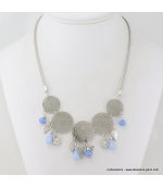 Collier en filigrane, cristal et métal bleu