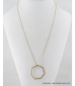 Sautoir pendentif heptagone métal doré