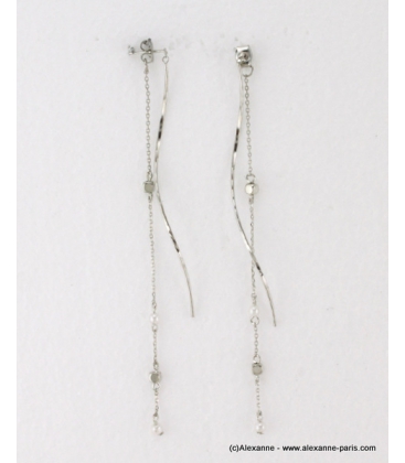 Longues boucles d'oreilles pendantes métal argenté