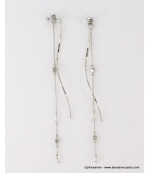 Longues boucles d'oreilles pendantes métal argenté