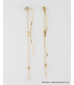Longues boucles d'oreilles pendantes métal doré