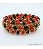 Bracelet vintage métal et cristal rouge