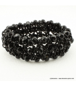 Bracelet vintage métal et cristal noir