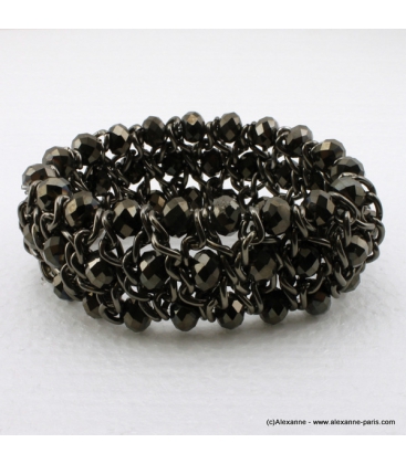 Bracelet vintage métal et cristal gris