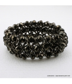 Bracelet vintage métal et cristal gris