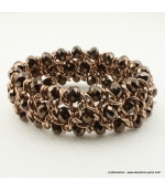 Bracelet vintage métal et cristal taupe