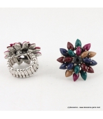 Bague fleur vintage métal multi