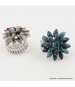 Bague fleur vintage métal bleu