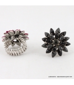 Bague fleur vintage métal noir