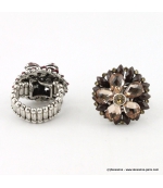 Bague élastique vintage fleur marron