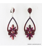 Boucles d'oreilles vintage à clips pierre et métal magenta