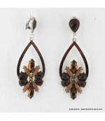 Boucles d'oreilles vintage à clips pierre et métal marron