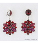 Boucles d'oreilles vintage fleur à clips rouge