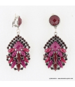 Boucles d'oreilles vintage à clips magenta