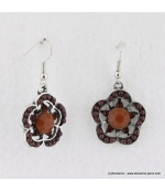 Boucles d'oreilles à fleurs vintage marron