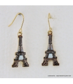 Boucles d'oreilles Tour Eiffel vintage marron foncé