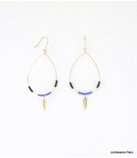 Boucles d'oreilles Créoles Louise Bleu Foncé 