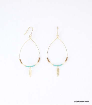 Boucles d'oreilles Créoles Louise Turquoise