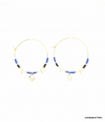 Boucles d'oreilles Créoles Marion Bleu Foncé