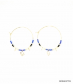 Boucles d'oreilles Créoles Marion Bleu Foncé