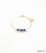 Bracelet Double Chaîne Perles Pauline Bleu Foncé