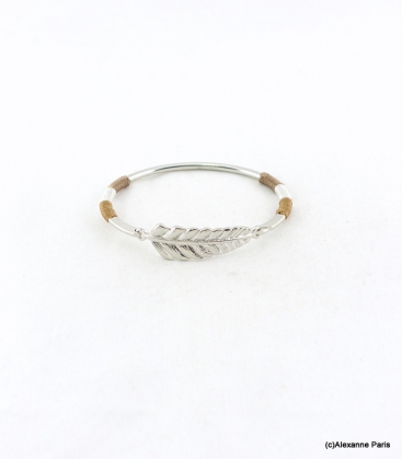 Bracelet Jonc Feuille Joyce Marron