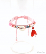 Bracelet Coquillage Macramé Morgane Rose