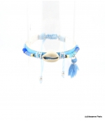 Bracelet Coquillage Macramé Morgane Bleu Ciel 