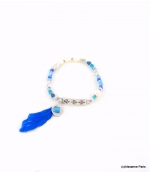 Bracelet Elastique Perles Aline Bleu