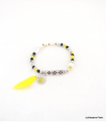 Bracelet Elastique Perles Aline Jaune