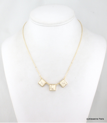Collier Carrés Elodie Blanc