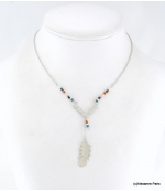 Collier Plume Cécilia Bleu Foncé 