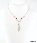 Collier Plume Cécilia Rouge