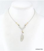 Collier Plume Cécilia Jaune 