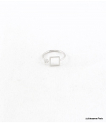 Bague Ouverte Carré et Strass Cassandre Argenté 