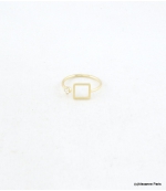 Bague Ouverte Carré et Strass Cassandre Doré