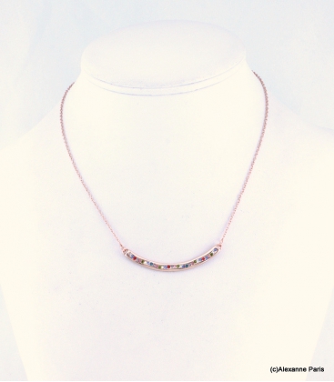 Collier Ras du Cou Strass Romane Rose Doré