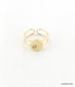 Bague Hexagone Strass Amandine Doré