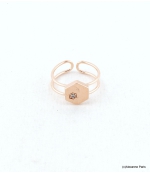 Bague Hexagone Strass Amandine Rose Doré