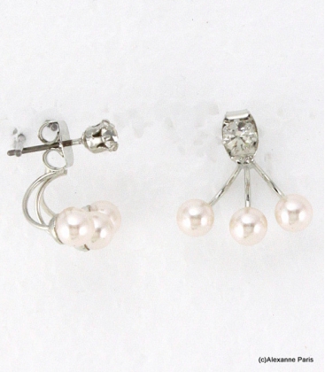 Boucles d'oreilles Dessous de Lobe Natasha Perles et Strass