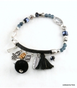 Bracelet Pompon Arbre Anne Noir
