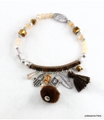 Bracelet Pompon Arbre Anne Marron