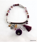 Bracelet Pompon Arbre Anne Violet