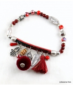 Bracelet Pompon Arbre Anne Bordeaux