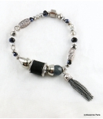 Bracelet Elastique Perles Doriane Noir