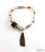 Bracelet Elastique Perles Doriane Marron