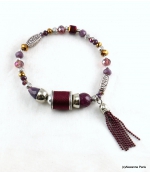 Bracelet Elastique Perles Doriane Violet