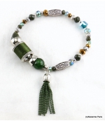 Bracelet Elastique Perles Doriane Vert