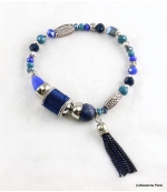 Bracelet Elastique Perles Doriane Bleu Foncé